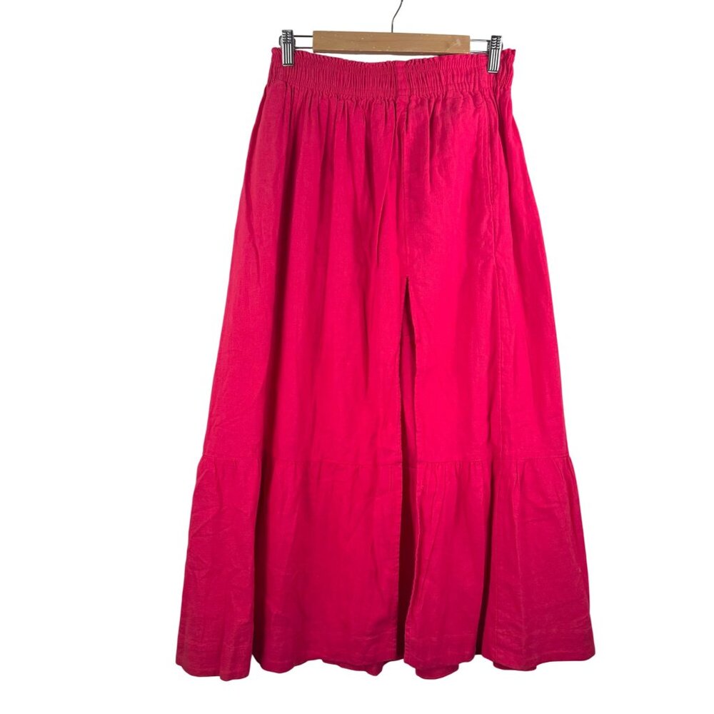 Abercrombie & Fitch‎ linen blend ruffle pleated maxi skirt hot pink sz S